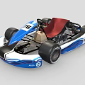 Blue and White Go Kart With Red Seat Black Wheels AKC Number 16