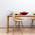 Nordic Bar Chair Combination Solid Wood Bar Combination 3d model