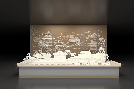 Baizhu Landscape Column Device Booth Exhibition Hall Product Cabinet Meichen Equipment Sand Table Exhibition Hall Sand Table 3d model