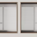 Modern Window Blinds With Wooden Frames Closed And Partially Open Small Tablet On Windowsill 3d model