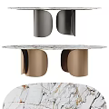 Modern Round White Marble Table With Bronze Metal Legs And Veined Surface
