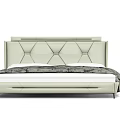 Modern Upholstered Double Bed With Diamond Tufted Headboard And Light Frame 3d model
