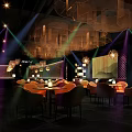 Stylish Bar Interior With Bar Counter Bar Stools Wine Shelves And Decorative Wall