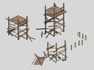 Industrial Scaffolding Construction Equipment With Various Structural Components And Metal Platforms 3d model