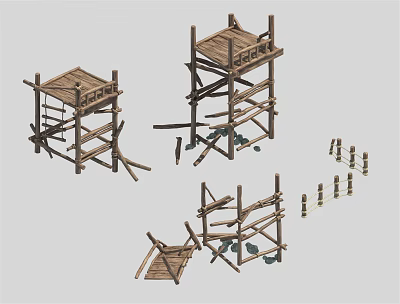 Industrial Scaffolding Construction Equipment With Various Structural Components And Metal Platforms 3d model