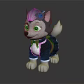 Cute Cartoon Wolf Character With Rose On Head Dressed In Black Outfit