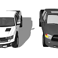 White And Black Pickup Trucks With Modern Front Grille And Alloy Wheels Exterior View