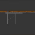Rectangular Wooden Dining Table With Wood Grain Surface And Metal Legs