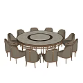 Elegant Round Dining Table Set With Marble Top And Upholstered Chairs 3d model