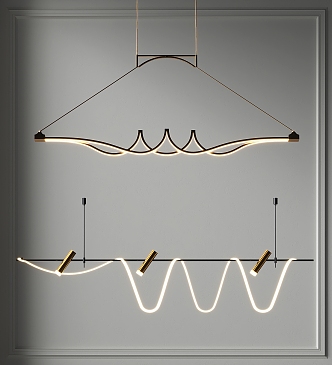 Chandelier Light Luxury Metal Wire Chandelier Linear Simple Long Chandelier Guest Restaurant Chandelier Hall Room Chandelier Study Tea Room Chandelier 3d model