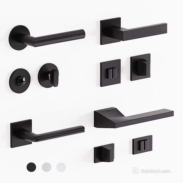 Black Modern Door Handles With Various Contemporary Styles For Home Interior 3d model 