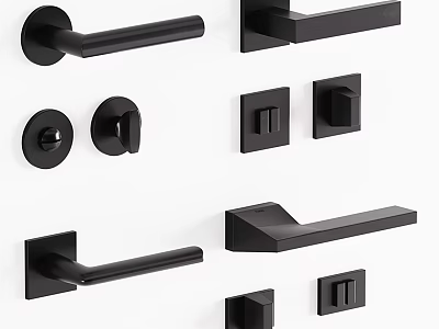 Black Modern Door Handles With Various Contemporary Styles For Home Interior 3d model