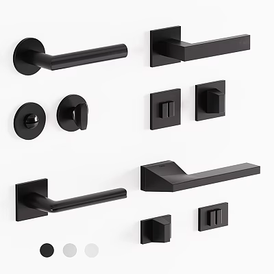 Black Modern Door Handles With Various Contemporary Styles For Home Interior 3d model