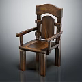 Solid Wood Leisure Chair Featuring Curved Backrest Armrest Natural Grain And Classic Design