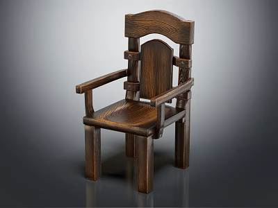 Solid Wood Leisure Chair Featuring Curved Backrest Armrest Natural Grain And Classic Design 3d model