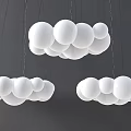 Modern Three Hanging Chandeliers With White Spherical Balls On Gray Background 3d model
