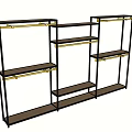Metal Frame Display Shelving Unit With Multiple Shelves And Hanging Rods