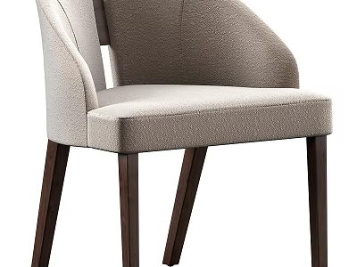 Modern Upholstered Accent Chair With Light Fabric And Dark Wooden Legs Design 3d model