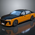 Black And Yellow Modern Sedan With Shiny Body And Black Wheels Design