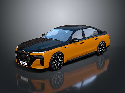 Black And Yellow Modern Sedan With Shiny Body And Black Wheels Design 3d model