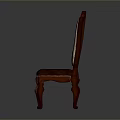 Classic Single Chair With Carved Wooden Backrest And Patterned Upholstered Seat