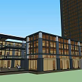 Modern Hotel Building With High Rise Structure Glass Facade And Podium Base