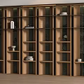 Modern Wooden Decorative Cabinet With Open Shelves Displaying Books Vases In Living Room Interior