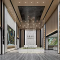 Spacious Modern Luxury Sales Office Lobby With Marble Decoration Sand Table And Exquisite Chandelier