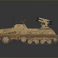 Military Tank With Tracks Multiple Barrels On Top And Antenna Design
