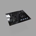 Sleek Black Gas Cooktop with Four Burners and Control Knobs for Modern Kitchens 3d model