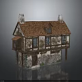 Traditional House Design With Red Tile Roof Dual Chimneys Stone And Wood Structure
