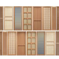 Various Stylish Wooden Wardrobe Doors With Louvered Grid Slatted And Panel Patterns