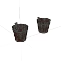 Old Worn Wooden Buckets With Rustic Design And Distressed Finish