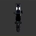 Futuristic Black Motorcycle With Sleek Design And Antennas On Dark Surface