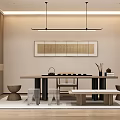 Modern Reception Area Interior With Marble Wall Reception Desk Hanging Lights And Plant