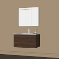 Bathroom Cabinet Wooden Design Wall Mounted With Mirror Faucet And Toiletries