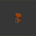 Abstract Creature Like Red Sculpture With Mechanical Head Leg Like Supports And Reflective Base