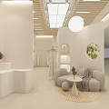 Minimalist White Clothing Store Interior With Clothing Racks Mirror And Decorative Plants