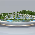 Commercial Equipment Round Architectural Model With Buildings Greenery And Water