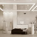 Modern Clothing Store Interior With Clothing Racks Sofa Cashier Counter And Lighting