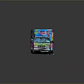 Colorful Graffiti Covered Truck Featuring Detailed Vibrant Art Design On Body