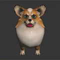 Cute Brown And White Corgi Figurine With Shiny Eyes Standing On Black Background