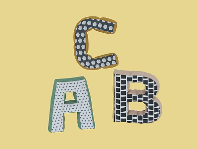 Colorful Letter Decorative Ornament Set with Polka Dot Patterns on Yellow Background 3d model