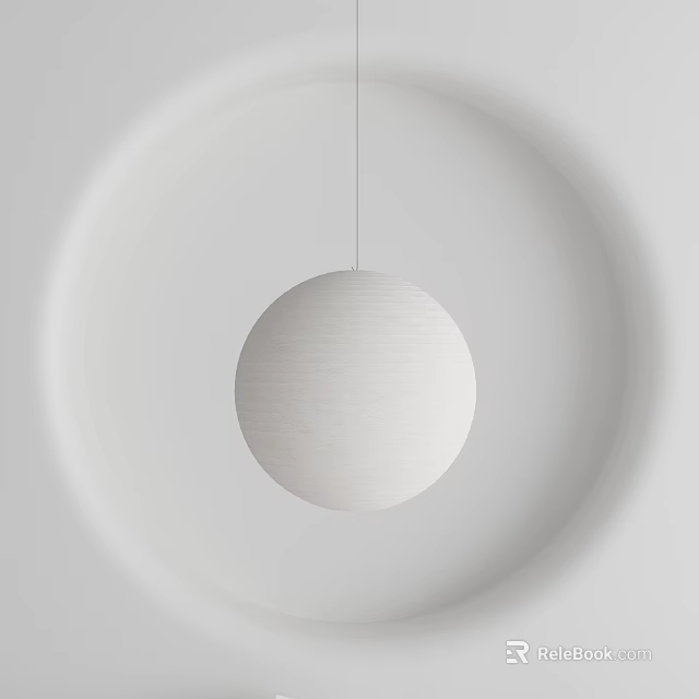 Elegant Minimalist White Spherical Pendant Light with Soft Fabric Shade for Modern Home Decor 3d model 