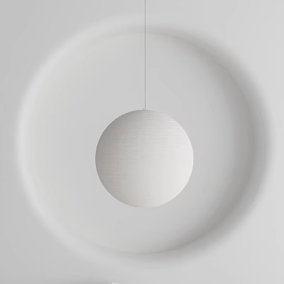 Elegant Minimalist White Spherical Pendant Light with Soft Fabric Shade for Modern Home Decor 3d model