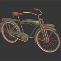 Vintage Green Bicycle With Brown Seat Decorative Patterns And Classic Wheels
