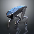 Shiny Black Futuristic Mechanical Robot With Geometric Shell And Legged Structure 3d model