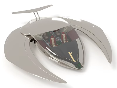 Futuristic Silver Metallic Craft With Streamlined Design Transparent Cockpit And Internal Structure 3d model