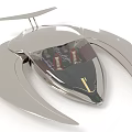 Futuristic Silver Metallic Craft With Streamlined Design Transparent Cockpit And Internal Structure