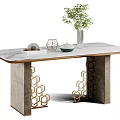 Modern Dining Tables With Marble Tops Decorative Plants And Varied Leg Designs
